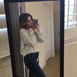 BOOHOO WHITE/CREAM KNIT SWEATER SIZE SMALL